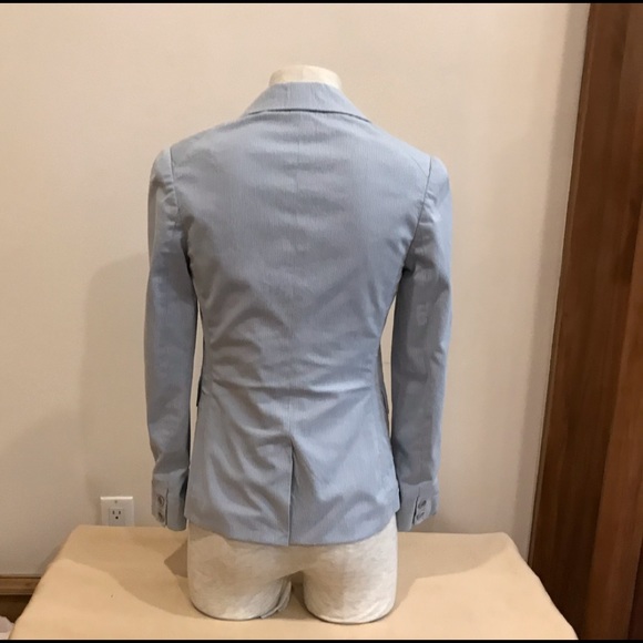 Theory blue white pinstripe seersucker jacket - Picture 4 of 8
